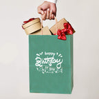 BagDream Kraft Paper Bags 100Pcs 5.25x3x8 Inches Small Kraft Gift Bags with Handles Bulk, for Shopping, Party Favor, Retail, Merchandise, Business, Green Striped Paper Sacks