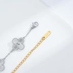 Acicihenn Waterproof Four-Leaf Clover Bracelet, Adjustable Link Double Sided Jewelry, Lovely Fashion Jewelry Gift for Women Gold Bracelet + Silver Bracelet