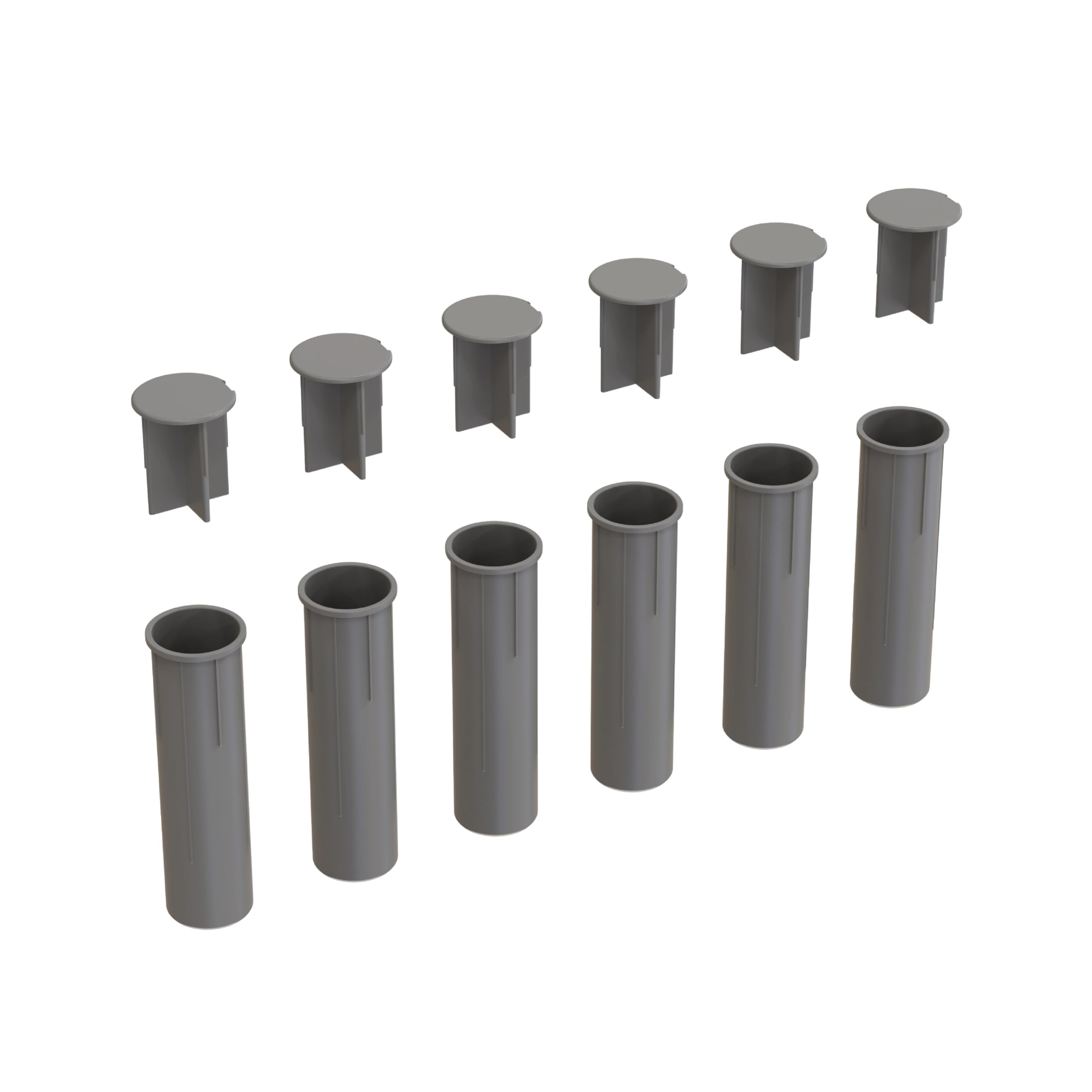 Pool Fence Deck Sleeves & Hole Caps - Putty 6 Pack - 1 Inch Pole Fencing, Inserts with Plugs, Universal Fit for DIY Safety Fence,