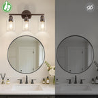 Percantis 3-Light Bathroom Vanity Light Fixture, Modern Wall Lamp for Mirror with Clear Glass Shade (D-Clear Glass & Brown)