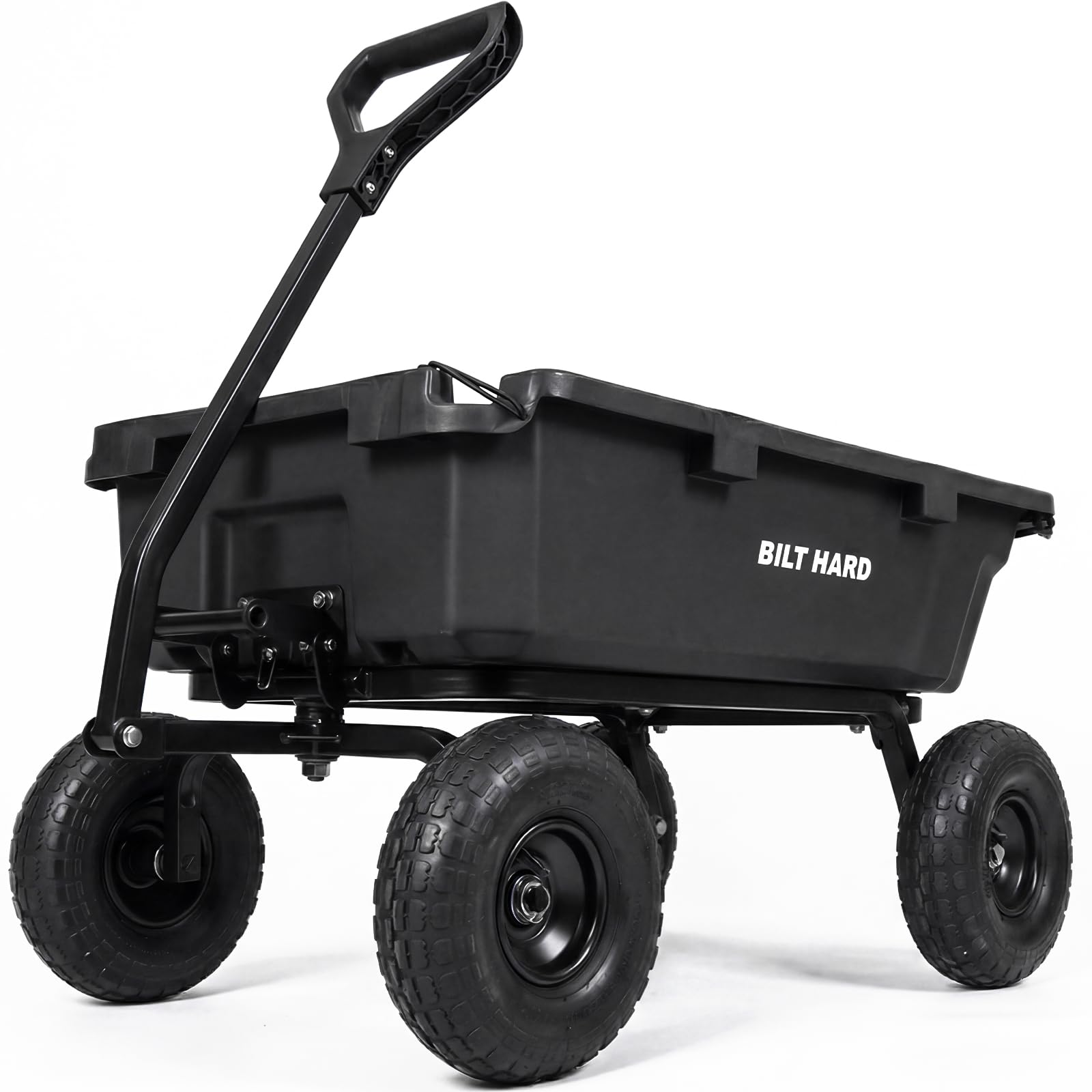BILT HARD 900 lbs Poly Garden Dump Cart, 5 Cu.Ft Wheelbarrow Cart with 10" All Terrain Wheels & Quick-Release System, Heavy Duty Utility Wagon for Yard, Farm & Garden
