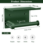 Tindbea Toilet Paper Holder with Shelf Adhesive or Screw Wall Mounted Toilet Paper Roll Dispenser Storage, Stainless Steel Bathroom Shelf Holder Accessories (Forest Green)