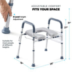 Toilet Seat Risers for Seniors Bedside Commode for Elderly Width and Height Adjustable Raised Toilet Seat with Handles for Elderly Handicap, Elevated, Pregnant, Fit Any Toilet Heavy Duty Up to 400lbs