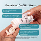 Sarez GLP-1 Daily Nutrient Support Capsules — Methylated Vitamins & Chelated Minerals — Energy, Metabolism, Digestion & Hair Support — with Ginger for Nausea — Gentle on Stomach — 30 Day Supply