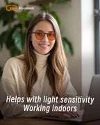 Bloomoak 99% Orange Blue Light Blocking Glasses,Retro Trendy Round Style,Relieve Eye Fatigue,Improve Sleep For Screens/Games