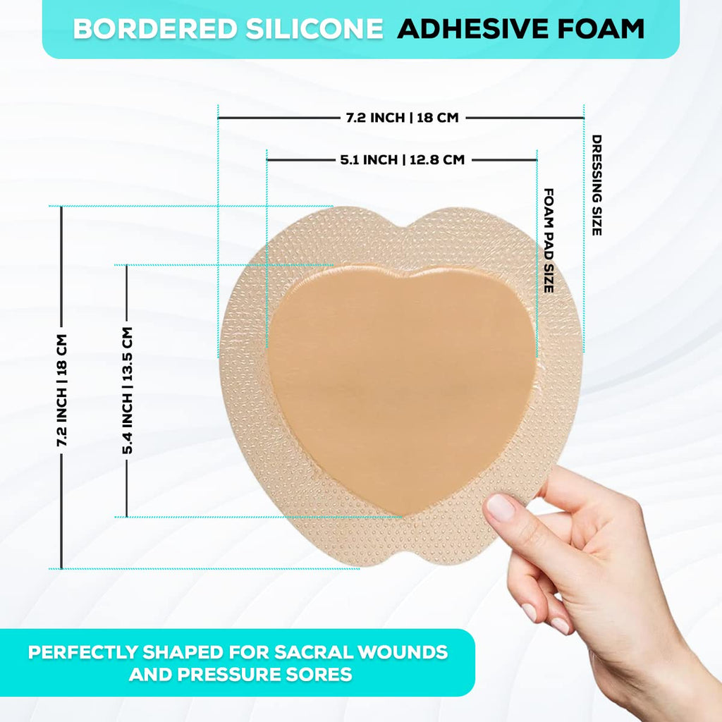 MedVance Silicone Sacral Foam Adhesive Dressing Bandages, 7"x7", Box of 10