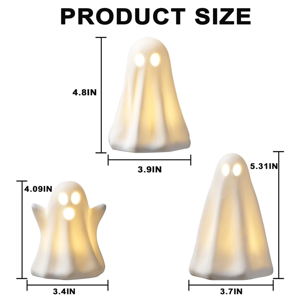 Light Up Ghost Halloween Decor,Ceramic Halloween Ghost Decorations Indoor