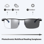 KISSOUL Photochromic Progressive Multifocus Reading Glasses Anti-blue Light Transition Multifocal Readers Clear Sunglasses