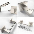 Ruacq Toilet Paper Holder Brushed Nickel 2 Pack Double Post Pivoting Square Tissue Holders Roll Holder Hangers Toilet Paper Stand Stainless Steel and Zinc Alloy Modern Wall Mounted