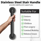 Metal Industrial Stairs Grab Bars Wall Mounted Handrail Staircase Steps Safety Bar Indoor Exterior Outdoor Deck Hand Rail Matte Black Frame Pipe Handle for Elderly (24 Inch 1 Pack)