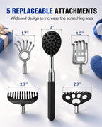 Gelibo Telescoping Large Back Scratcher with 5 Detachable Heads, Extendable Back Massager Tool, Fathers Day Gift for Him, Dad, Gifts for Men with Beautiful Box