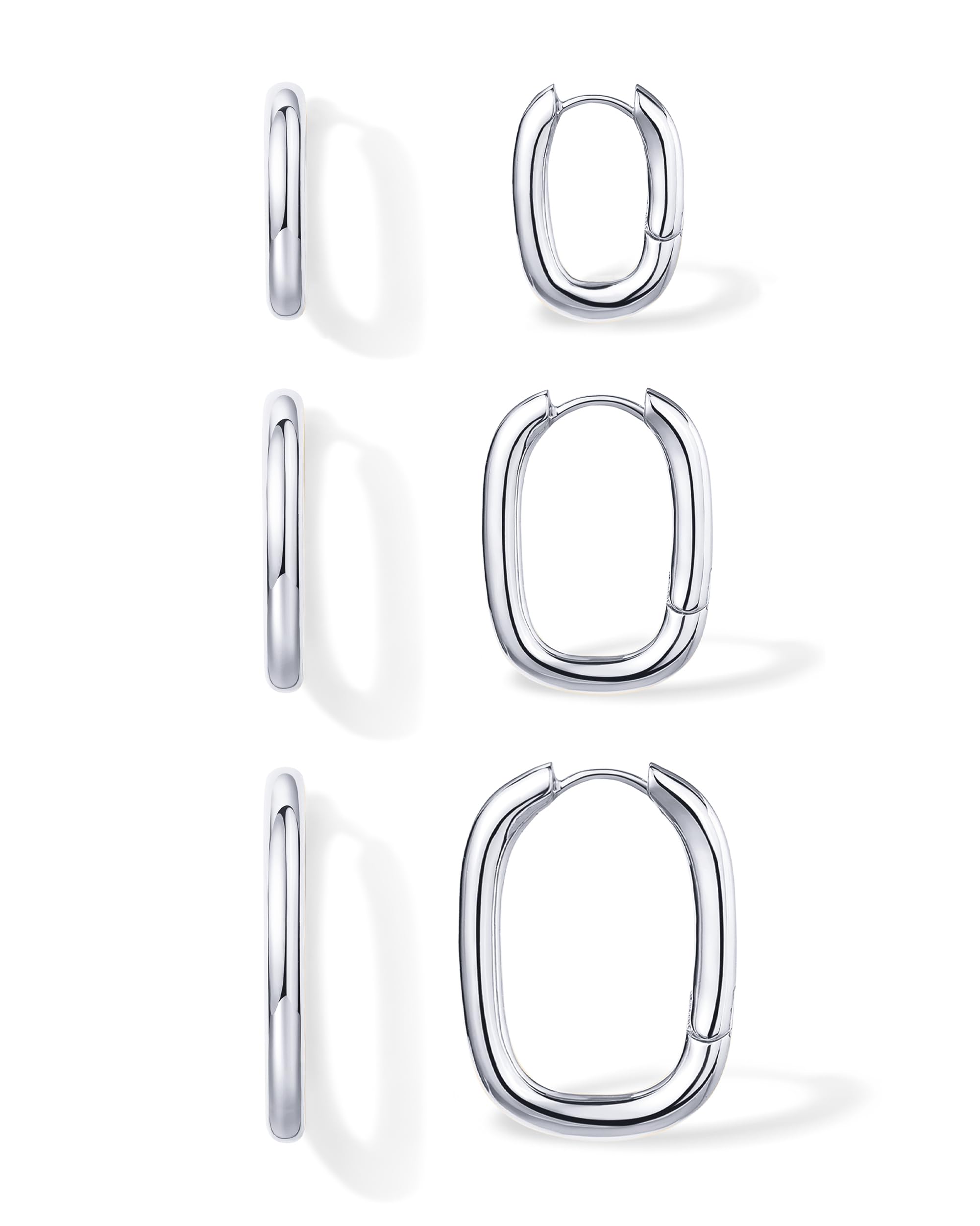 PAVOI Dainty Classic Huggie, White Gold, Size 14mm, 18mm, 22mm