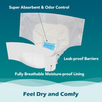 SUNKISS TrustPlus Overnight Adult Diapers with Tabs, Unisex Disposable Incontinence Briefs for Men and Women, Odor Control, Large, 48 Count (4 Packs of 12)