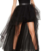 MisShow Women's Hi-Lo Tulle Tutu Skirt for 80s Party & Halloween, Black