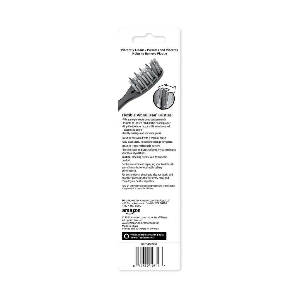 Amazon Basics Electric Toothbrush | Pulsating | Deep Cleaning | 2 Count