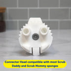 Scrub Daddy Dish Daddy Wand, Refill Heads, Sponge & Connector Head, Soap Dispensing Dish Brush, Texture Changing Washing Up Sponge with Liquid Handle, Built-in Scraper & Scrubbing Head - Yellow