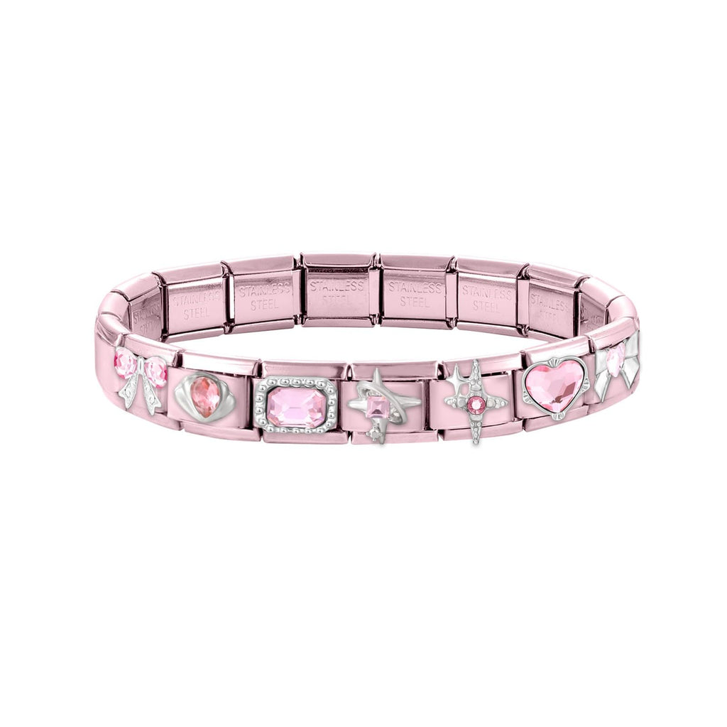 Italian Charms Bracelet Pink 22Pcs Glitter Charm Set Jewelry Gifts