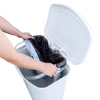 Glad 13 Gallon Trash Can with Clorox Odor Protection, 2 Pack | Plastic Kitchen Waste Bin | Hands Free with Step On Foot Pedal and Garbage Bag Rings, White