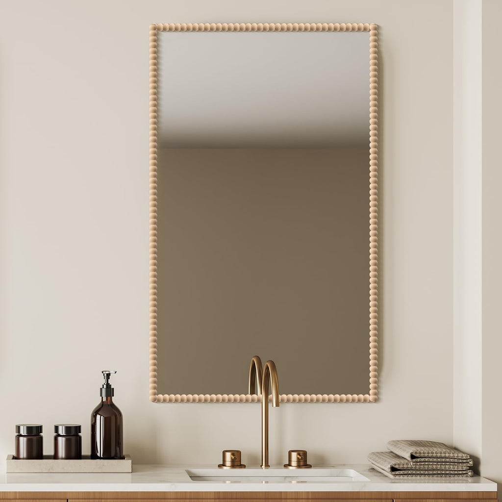 Leinuosen Flexible Molding Trim Peel and Stick for Walls 10ft Decorative Bead Pearl DIY Wall Trim for Bathroom Mirror Frame Border Backsplash Ceiling Cabinet TV Wall Edge(Wood,10ft /12 mm)