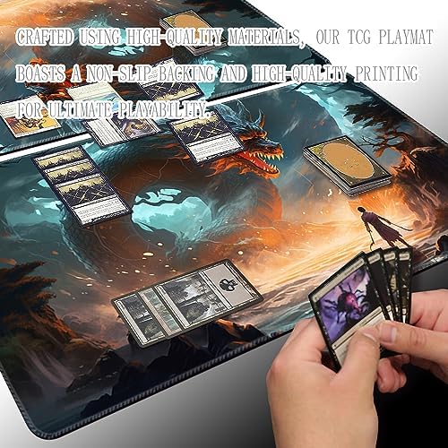 MTG Playmat Size 24x14in Free Storage Bags Non-Slip Backing Printing, Ideal for Card Game Enthusiasts TCG Playmat (No with Zone,A Swordsman)