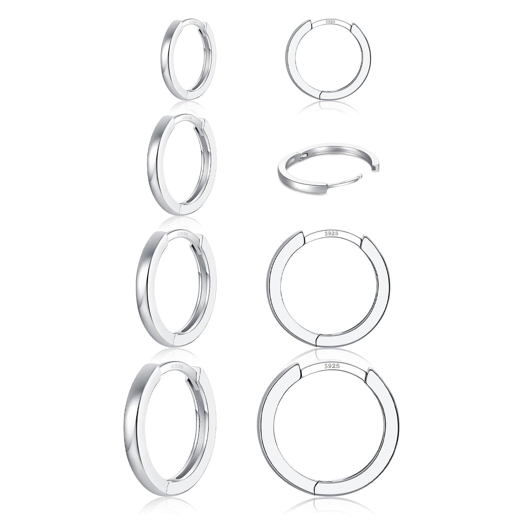 4 Pairs 925 Sterling Silver Small Huggie Hoop Earrings for Women Men