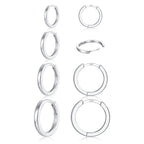 4 Pairs 925 Sterling Silver Small Huggie Hoop Earrings for Women Men