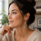 Silver Clip On Earrings For Women, They Look Pierced, Don't Pinch & Won't Fall Off, Hypoallergenic & Lightweight (Silver Double Drops)