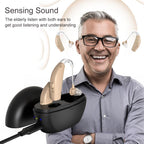 Manzelun Hearing Aids for Seniors Rechargeable with Noise Cancelling,Behind-The-Ear Severe Hearing Loss Hearing Amplifier,Physical Adjustment Buttons,Up to 25 Hours