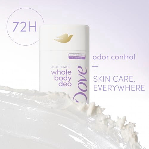 Dove Whole Body Deo Aluminum Free Anti-Chafe Deodorant Stick Coconut & Vanilla for 72h Odor Control 2.6 Oz