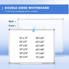 Double-Sided White Board Dry Erase Magnetic Whiteboard Wall 24x18 Silver