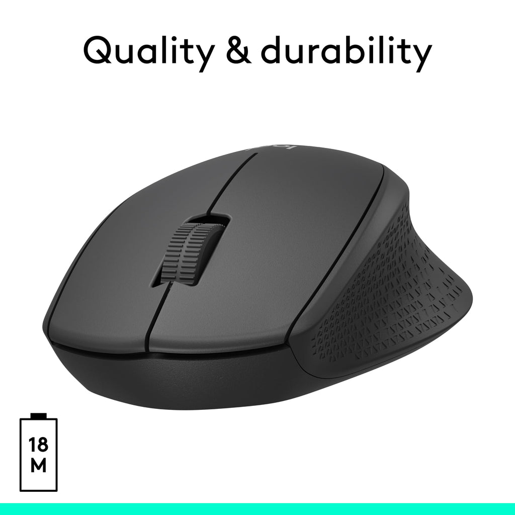 Logitech M330 Silent Plus Full Size 2.4 GHz Wireless Mouse - Black