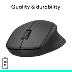 Logitech M330 Silent Plus Full Size 2.4 GHz Wireless Mouse - Black