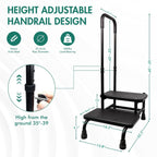 Gyykzz 2 Step Stool with Handle and Non-Slid Platform, Medical Step Stool with Adjustable Handrail for Adults, Seniors and Handicap, Heavy Duty Multifunctional Stepping Ladder Holds up to 400LBS