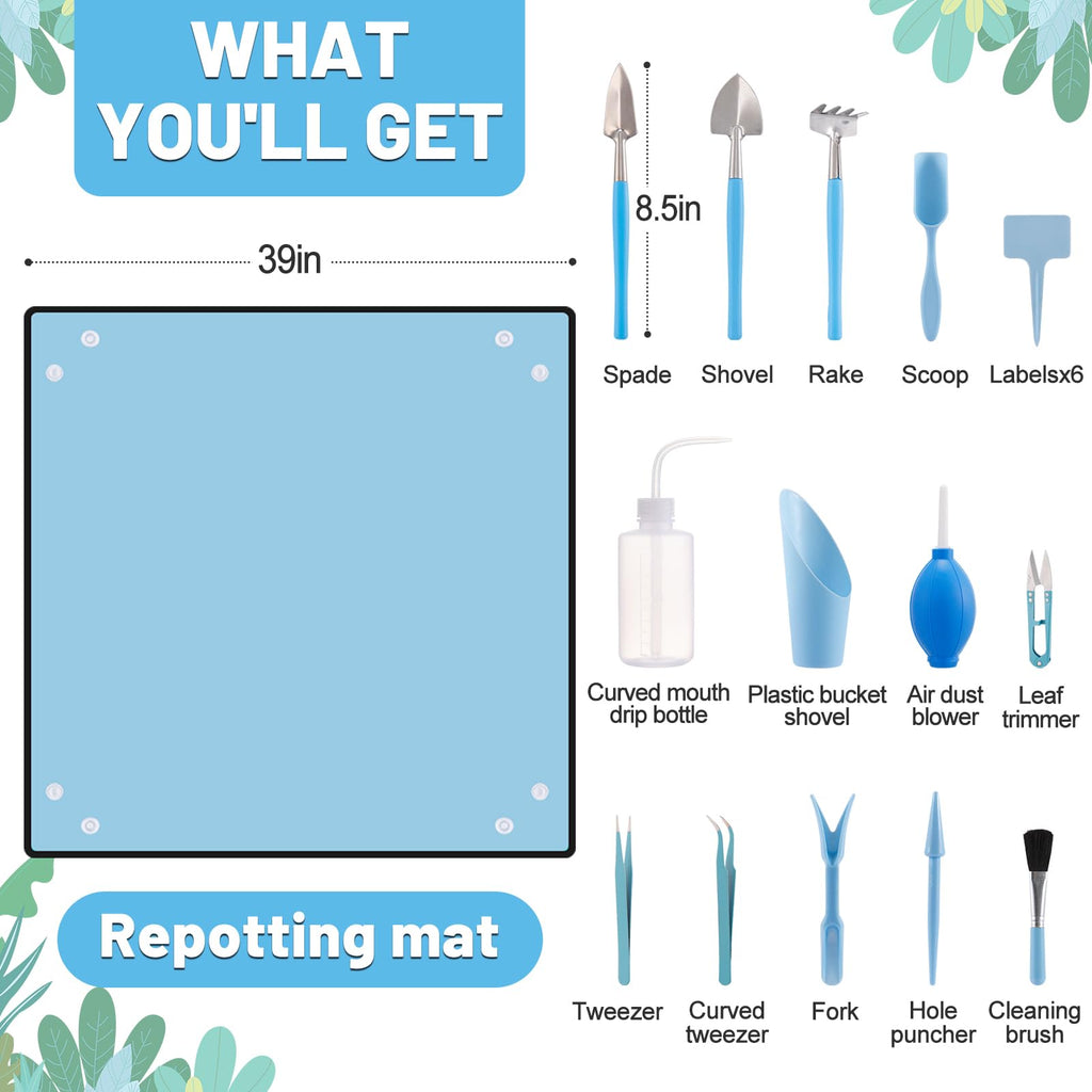 ANPHSIN 20pcs Small Gardening Tools Gifts for Women Beginners, Blue