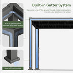 Aoxun Motorized Louvered Pergola 12'x16' with Fan, LED Lights & Power Strip