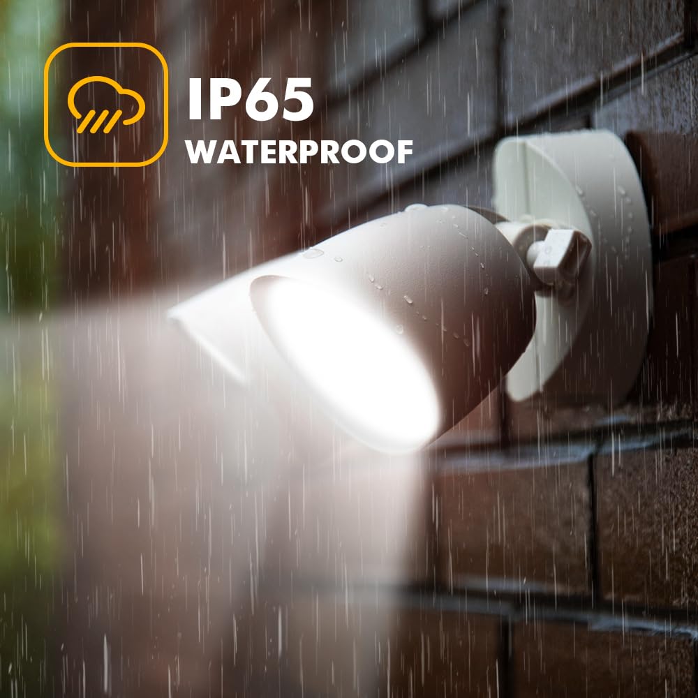 LUTEC 6222W-D2D 3500 Lumen 32 Watt Dusk to Dawn Dual-Head Flood Light Outdoor Waterproof Exterior Security Wall Light, Full Metal Design Floodlight for Patio, Garden, Yard-White