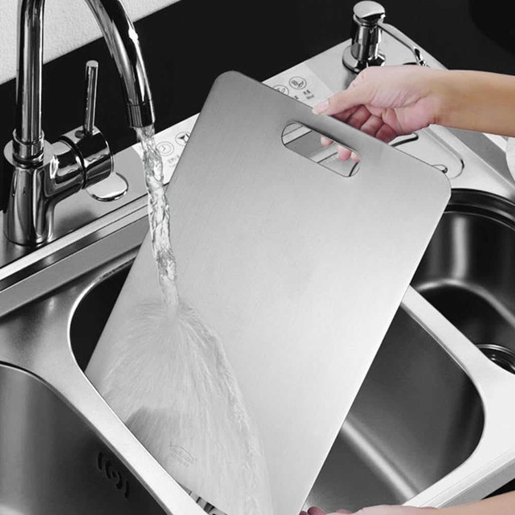Titanium Cutting Boards - 100% Pure Titanium Cutting Boards for Kitchen - Cutting Edge Hygiene & Durability, Dishwasher Safe Ideal, Perfect for Various Cooking Tasks (14 x 10 in)