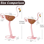 SUNREEK Set of 2 Pink Flamingo Outdoor Planters with Basket, Metal Flamingo Planter for Indoor Outdoor Garden Yard Decor (Flamingo-Planter)