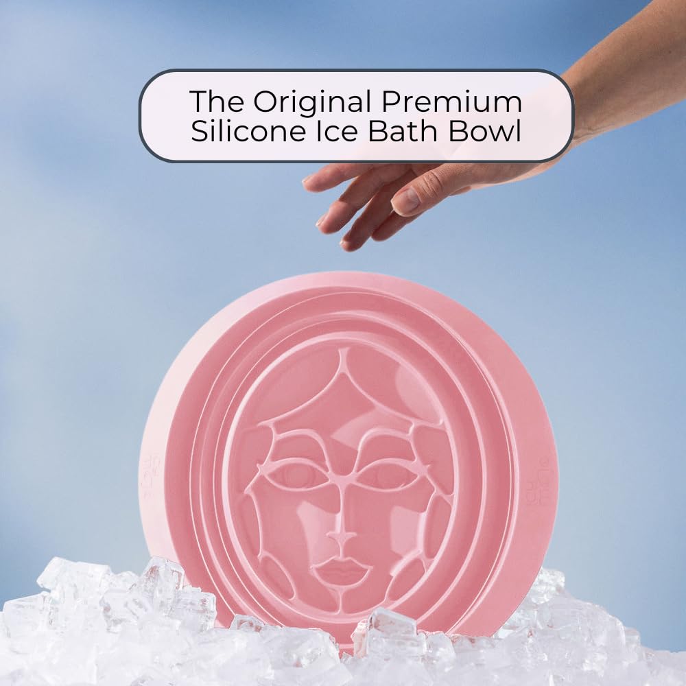 Icy-Mojo Facial Cold Plunge™ | Collapsible Silicone Ice Facial Bowl with Built-In Ice Tray | Portable Face Ice Bath for Skin Tightening, Puffiness, Acne Relief & Glow (Soft Pink) (Soft Pink)