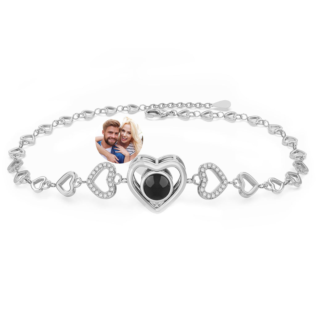 Easycosy Personalized Bracelets with Picture Inside Custom Photo Projection Bracelets Customized Gifts for Women Memorial Gifts for Girlfriend Wife