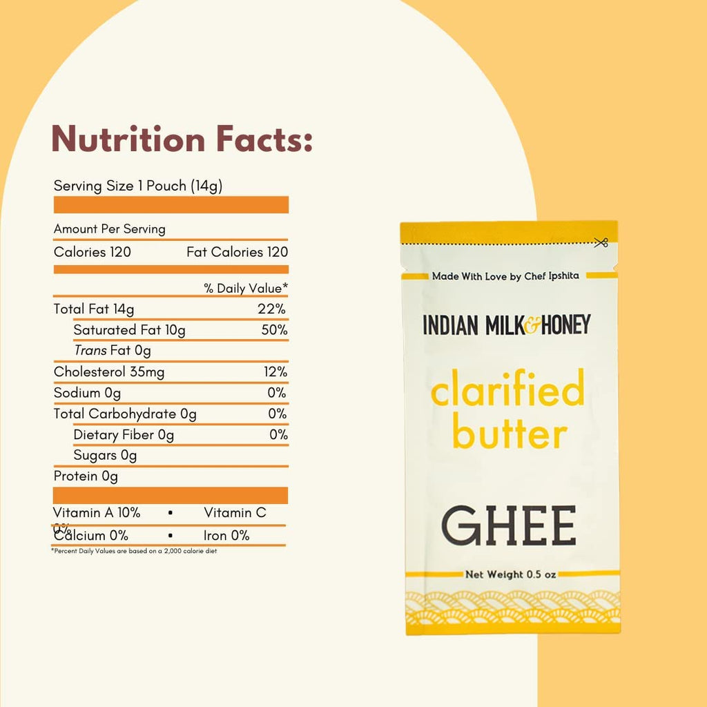 Indian Milk & Honey Original Grass Fed Classic Ghee Butter in Portable Packages, 0.5 oz (Classic Original Pack - 10)