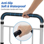 Bed Rails for Elderly Adults Safety - 2026 Upgrade - ASTM Compliant, Adjustable Bed Cane with Non-Slip Ergonomic Handle & Storage Pocket, Bed Railings for Seniors Load 400 LBS, Tool-Free Assembly