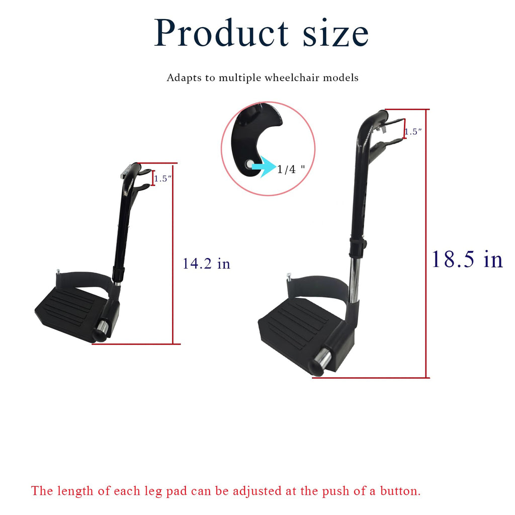 (1Pair) Wheelchair Replacement Footrests,Wheelchair Replacement Parts,Wheelchair Swivel Footrests for Standard Wheelchairs,Black