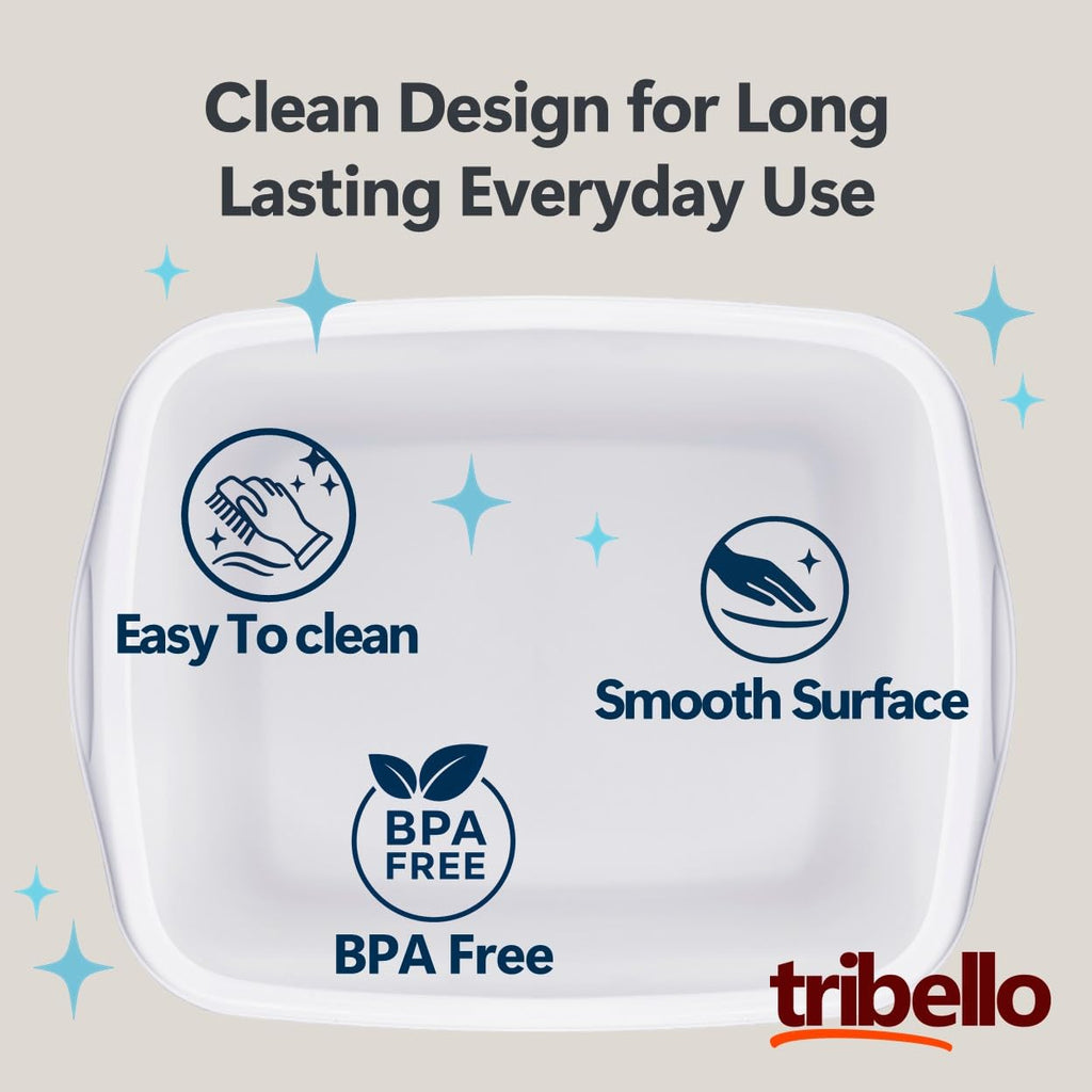 Tribello 2-Pack Dish Pans for Kitchen Sink, Plastic Tub Dishpan Wash Basin and Foot Bath for Soaking Feet, Wash Bucket for Washing and Storage Cleaning Supplies - 12 Quarts - Heavy Duty - (White)