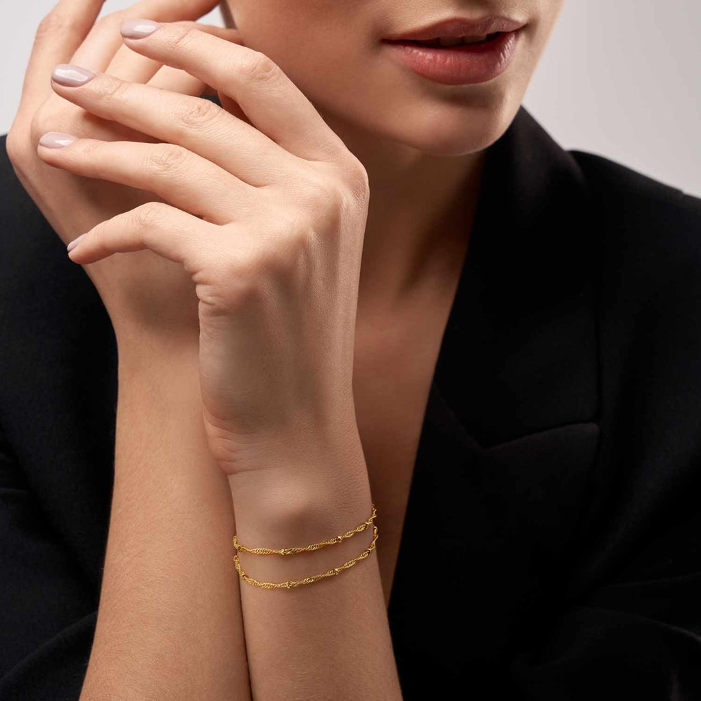 YIYEPUTI 14K Gold Bracelets for Women Double-Layer Gold Bracelets for Women
