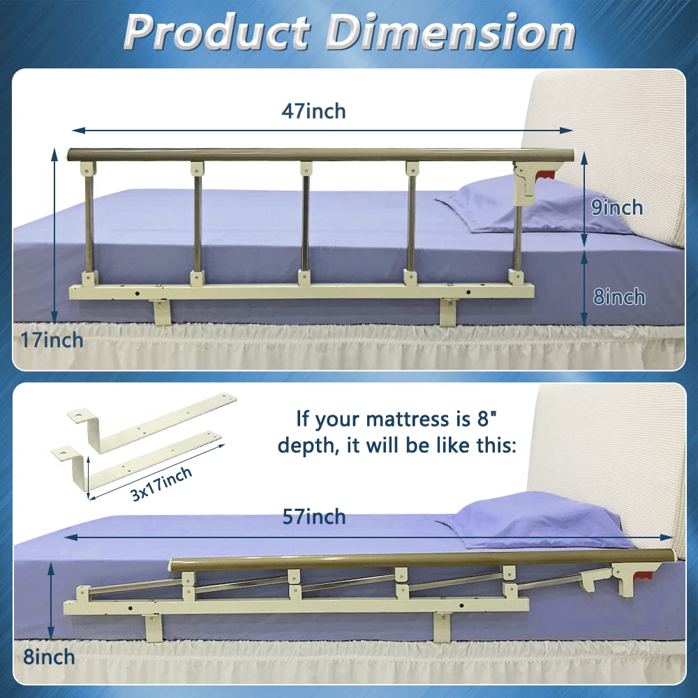 Bed Rails for Elderly Adults Seniors Assist Bar Bed Side Railing (Longer)