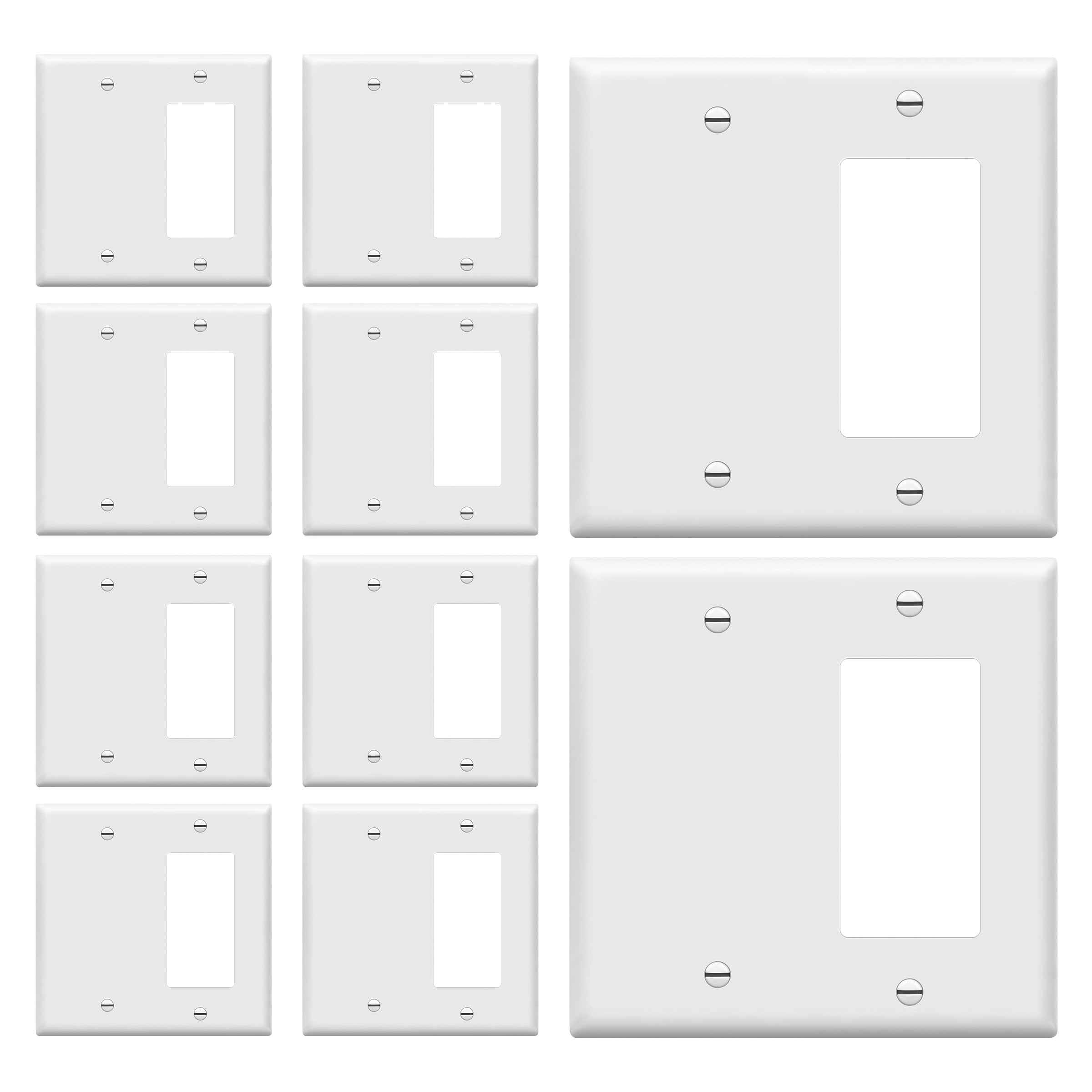 ENERLITES Combination Blank Device / Decorator Switch Wall Plate, Size 2-Gang 4.50" x 4.57", Polycarbonate Thermoplastic, 880131-W-10PCS, White (10 Pack)