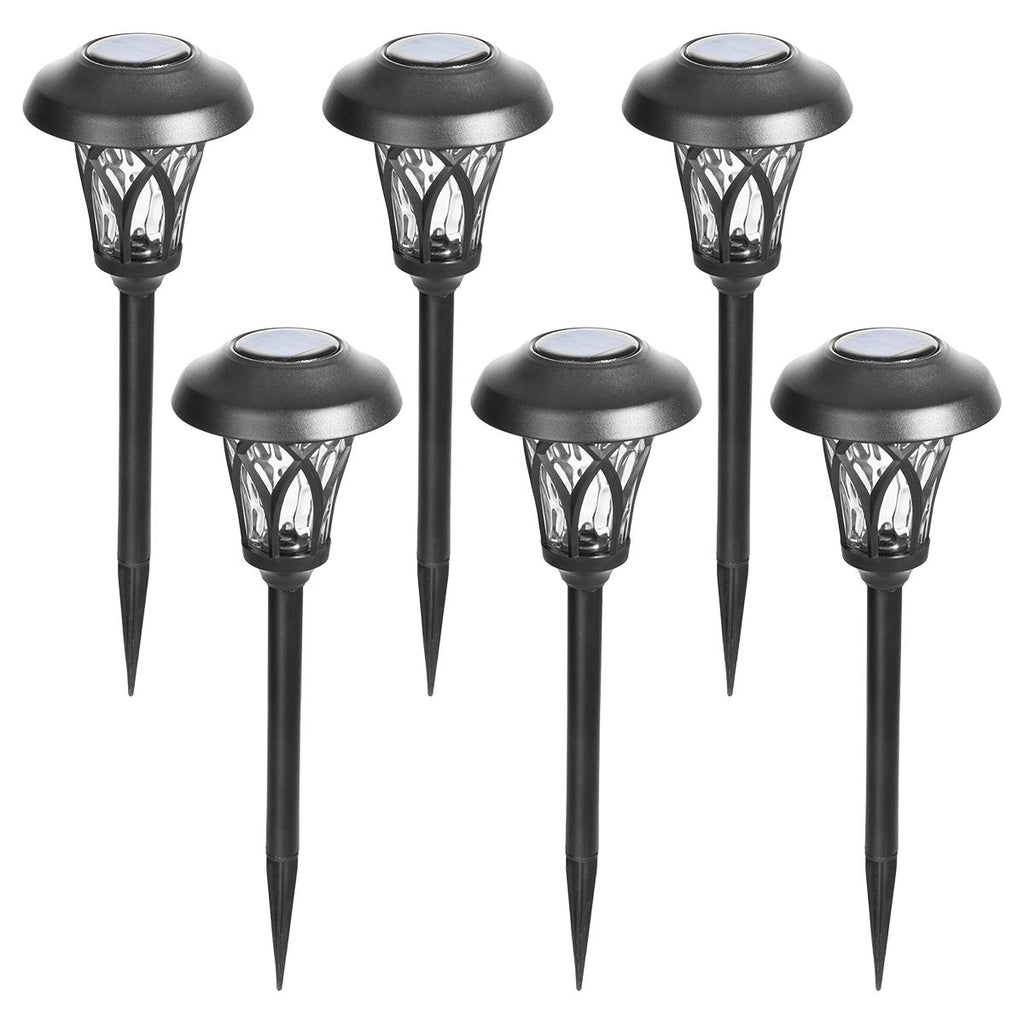 GIGALUMI 6 Pack Solar Pathway Lights Outdoor, Metal Glass & ABS Solar Landscape Lights Waterproof IP65, Warm White Solar Powered Garden Lights for Yard Patio Walkway Driveway (Black)
