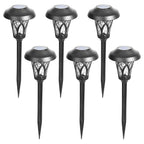 GIGALUMI 6 Pack Solar Pathway Lights Outdoor, Metal Glass & ABS Solar Landscape Lights Waterproof IP65, Warm White Solar Powered Garden Lights for Yard Patio Walkway Driveway (Black)