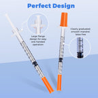 Insulin Syringe with Needle, 30G 5/16"(8mm) 0.5cc Inch, Individually Wrapped, Pack of 100